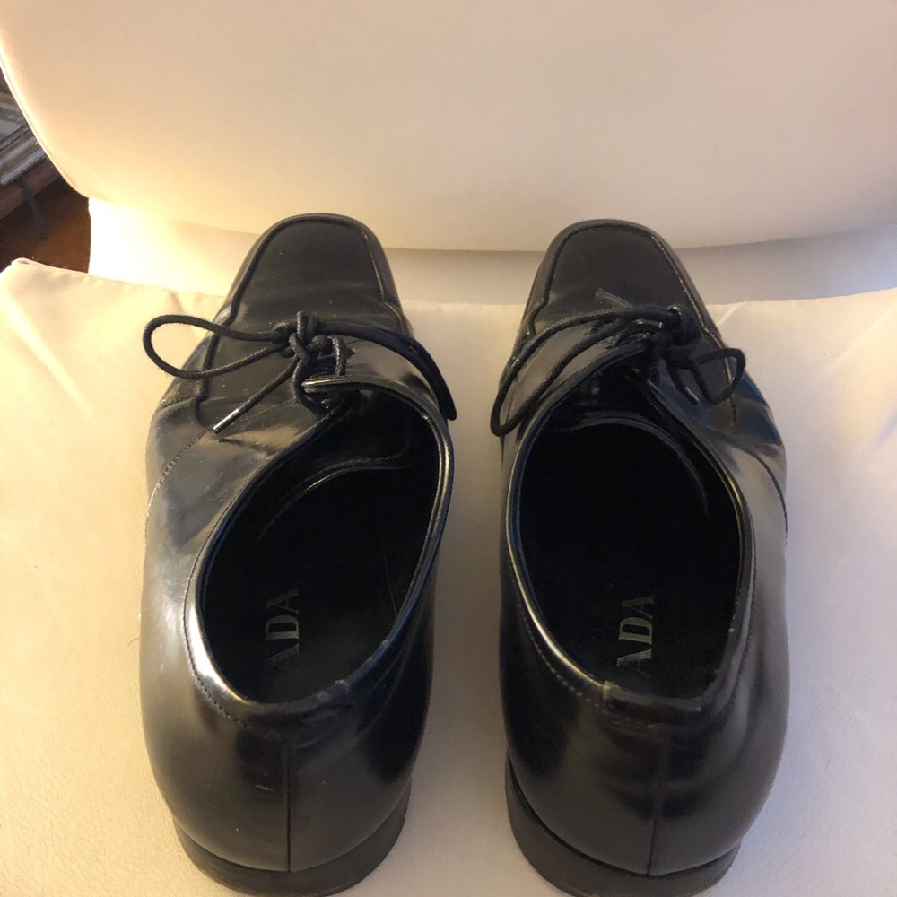 Mens black Prada dress oxfords, size 7.5